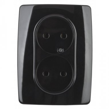 Фотография товара 'Эра Розетка 2X2P, 16АХ-250В, Эра12, чёрный Б0031243'