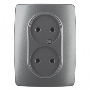 Фотография товара 'Эра Розетка 2X2P, 16АХ-250В, Эра12, графит Б0031244'
