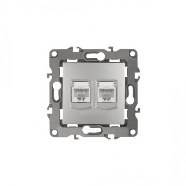 Фотография товара 'Эра Розетка информационная двойная 2XRJ45, Эра12, алюминий Б0014731'