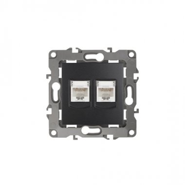 Фотография товара 'Эра Розетка информационная двойная 2XRJ45, Эра12, антрацит Б0014733'