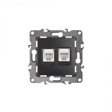 Фотография товара 'Эра Розетка комбинированная RJ45+RJ11, Эра12, антрацит Б0018252'