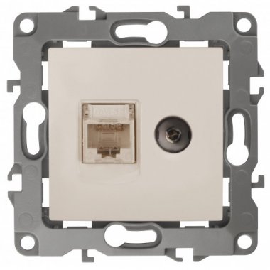 Фотография товара 'Эра Розетка комбинированная RJ45+TV, Эра12, слоновая кость Б0027442'
