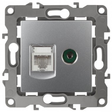 Фотография товара 'Эра Розетка комбинированная RJ45+TV, Эра12, алюминий Б0027443'