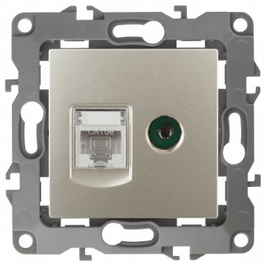 Фотография товара 'Эра Розетка комбинированная RJ45+TV, Эра12, шампань Б0027444'