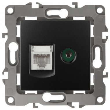 Фотография товара 'Эра Розетка комбинированная RJ45+TV, Эра12, антрацит Б0027445'