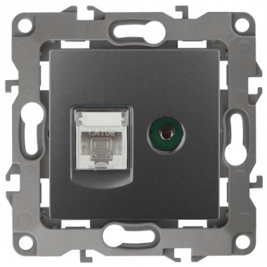 Фотография товара 'Эра Розетка комбинированная RJ45+TV, Эра12, графит Б0027447'