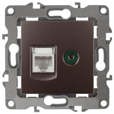 Фотография товара 'Эра Розетка комбинированная RJ45+TV, Эра12, бронза Б0027448'