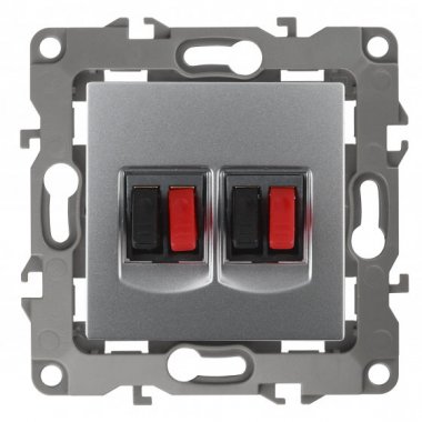 Фотография товара 'Эра Розетка аудио двойная, Эра12, алюминий Б0027463'