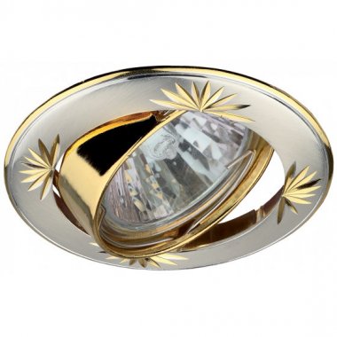 Фотография товара 'Эра Светильник KL3A SS/G литой круглый поворотный с гравировкой MR16,12V/220V, 50W сатин серебро/золото C0043663'