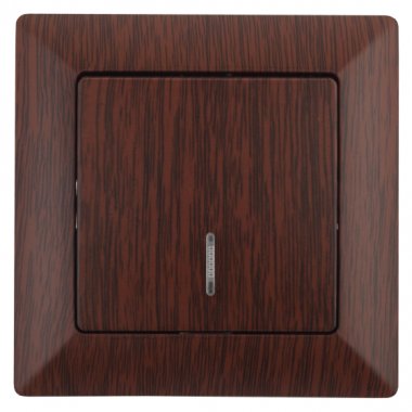 Фотография товара 'Эра Выключатель Intro Solo 4-102-10 одноклавишный с подсветкой, 10А-250В, IP20, СУ, венге Б0053570'