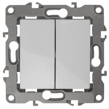 Фотография товара 'Эра Выключатель двойной, 10АХ-250В, б.л., Эра12, Al+Cu, белый Б0038585'