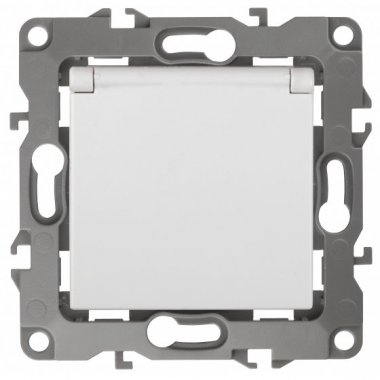 Фотография товара 'Эра Розетка 2P+E Schuko со шторками с крышкой, 16А-250В, б.л., Эра12, Al+Cu, белый Б0038587'