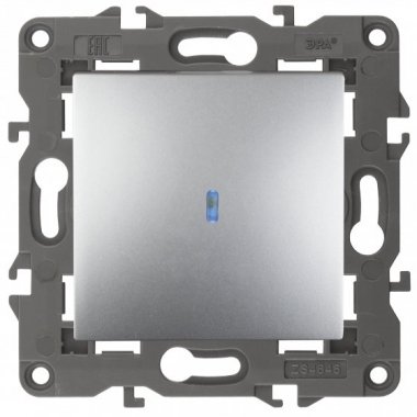 Фотография товара 'Эра Выключатель с подсветкой, 10АХ-250В, Эра Elegance, алюминий Б0034217'