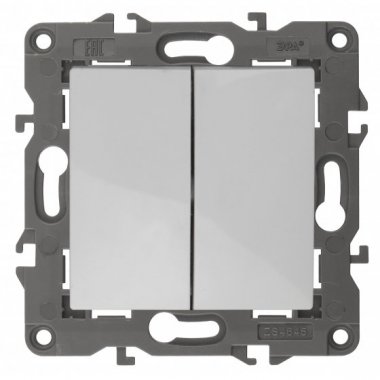 Фотография товара 'Эра Выключатель двойной, 10АХ-250В, Эра Elegance, белый Б0034229'