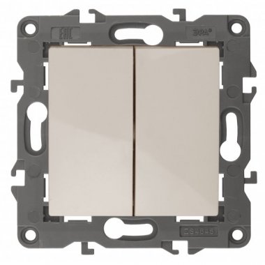 Фотография товара 'Эра Переключатель двойной, 10АХ-250В, Эра Elegance, сл.кость Б0034244'