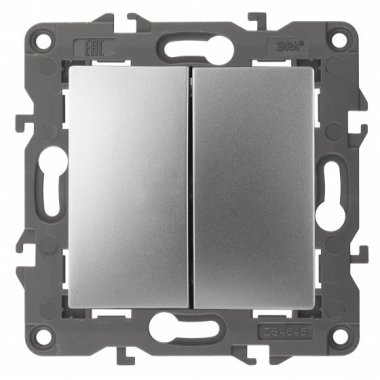 Фотография товара 'Эра Переключатель двойной, 10АХ-250В, Эра Elegance, алюминий Б0034245'