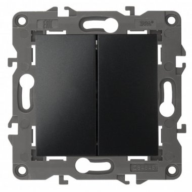 Фотография товара 'Эра Переключатель двойной, 10АХ-250В, Эра Elegance, антрацит Б0034247'