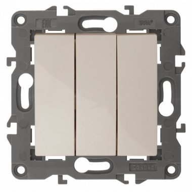 Фотография товара 'Эра Выключатель тройной, 10АХ-250В, Эра Elegance, сл.кость Б0034250'