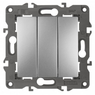 Фотография товара 'Эра Выключатель тройной, 10АХ-250В, Эра Elegance, алюминий Б0034252'