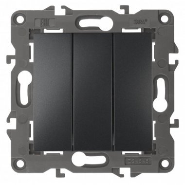 Фотография товара 'Эра Выключатель тройной, 10АХ-250В, Эра Elegance, антрацит Б0034254'