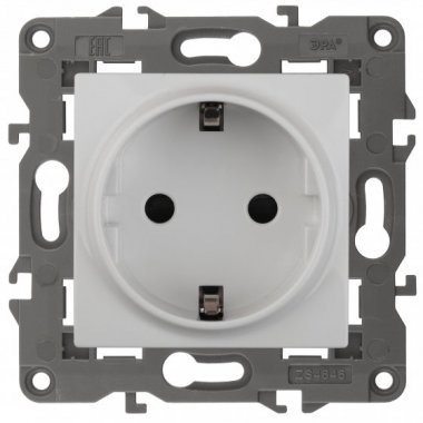 Фотография товара 'Эра Розетка 2P+E Schuko, 16А-250В, Эра Elegance, белый Б0034264'