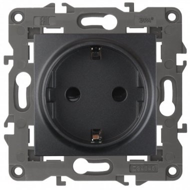 Фотография товара 'Эра Розетка 2P+E Schuko, 16А-250В, Эра Elegance, антрацит Б0034269'