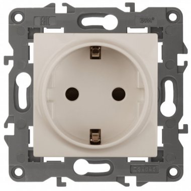 Фотография товара 'Эра Розетка 2P+E Schuko со шторками, 16А-250В, Эра Elegance, сл.кость Б0034273'