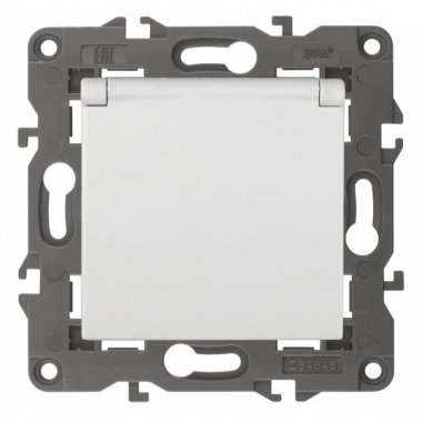 Фотография товара 'Эра Розетка 2P+E Schuko со шторками с крышкой, 16А-250В, Эра Elegance, белый Б0034278'