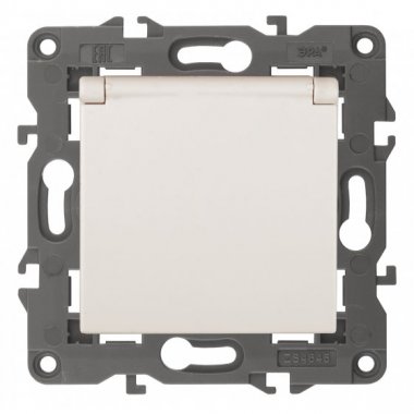 Фотография товара 'Эра Розетка 2P+E Schuko со шторками с крышкой, 16А-250В, Эра Elegance, сл.кость Б0034279'