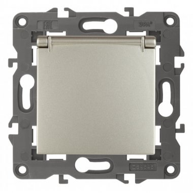 Фотография товара 'Эра Розетка 2P+E Schuko со шторками с крышкой, 16А-250В, Эра Elegance, шампань Б0034281'