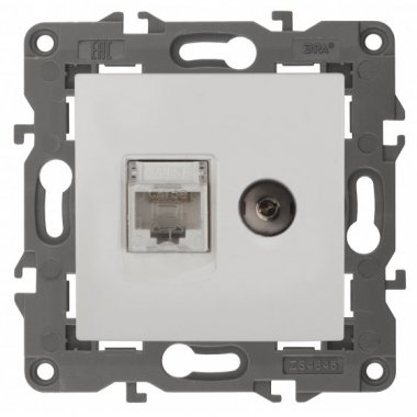 Фотография товара 'Эра Розетка RJ45+TV, Эра Elegance, белый Б0034314'