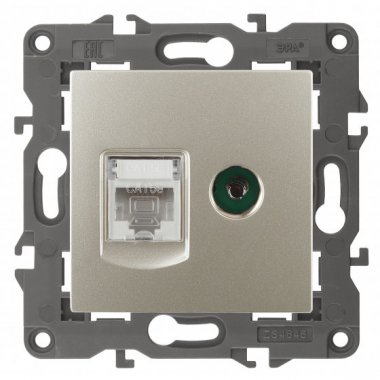 Фотография товара 'Эра Розетка RJ45+TV, Эра Elegance, шампань Б0034317'