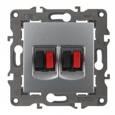 Фотография товара 'Эра Розетка аудио двойная, Эра Elegance, алюминий Б0034328'