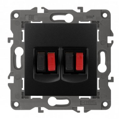 Фотография товара 'Эра Розетка аудио двойная, Эра Elegance, антрацит Б0034330'