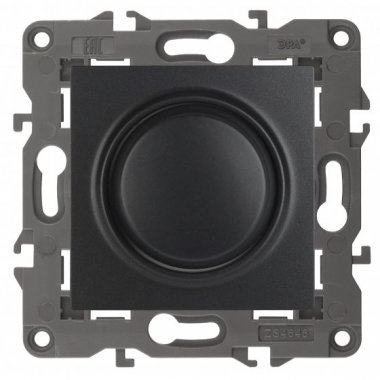 Фотография товара 'Эра Светорегулятор поворотно-нажимной, 400ВА 230В, Эра Elegance, антрацит Б0034344'