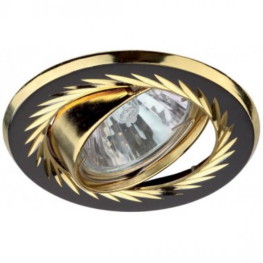 Фотография товара 'Эра Светильник KL6A GU/G литой пов. с гравировкой по кругу MR16,12V/220V, 50W черный металл/золото C0043675'