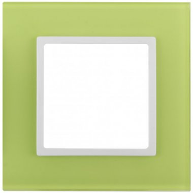 Фотография товара 'Эра Рамка на 1 пост, стекло, Эра Elegance, лайм+бел Б0034480'