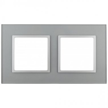 Фотография товара 'Эра Рамка на 2 поста, стекло, Эра Elegance, алюминий+алюм Б0034490'