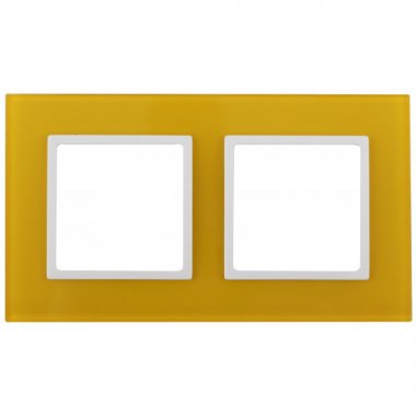 Фотография товара 'Эра Рамка на 2 поста, стекло, Эра Elegance, жёлтый+бел Б0034494'