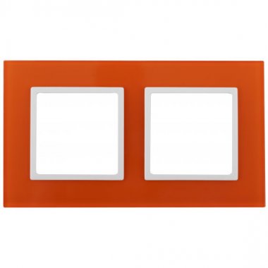 Фотография товара 'Эра Рамка на 2 поста, стекло, Эра Elegance, оранжевый+бел Б0034495'