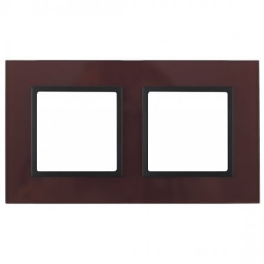 Фотография товара 'Эра Рамка на 2 поста, стекло, Эра Elegance, бордо+антр Б0034497'