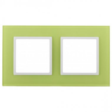 Фотография товара 'Эра Рамка на 2 поста, стекло, Эра Elegance, лайм+бел Б0034498'