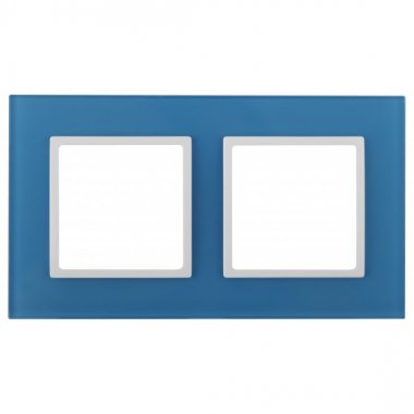 Фотография товара 'Эра Рамка на 2 поста, стекло, Эра Elegance, голубой+бел Б0034500'
