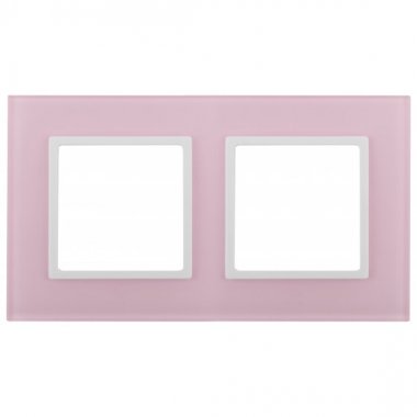 Фотография товара 'Эра Рамка на 2 поста, стекло, Эра Elegance, розовый+бел Б0034502'
