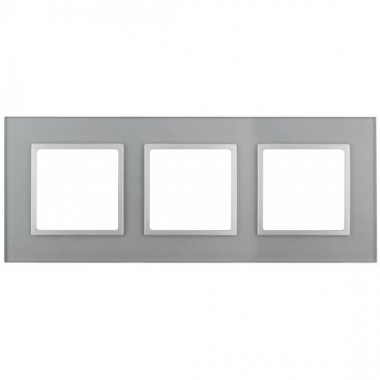 Фотография товара 'Эра Рамка на 3 поста, стекло, Эра Elegance, алюминий+алюм Б0034508'