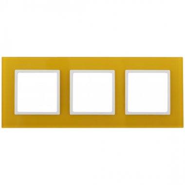 Фотография товара 'Эра Рамка на 3 поста, стекло, Эра Elegance, жёлтый+бел Б0034512'