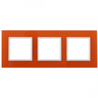 Фотография товара 'Эра Рамка на 3 поста, стекло, Эра Elegance, оранжевый+бел Б0034513'