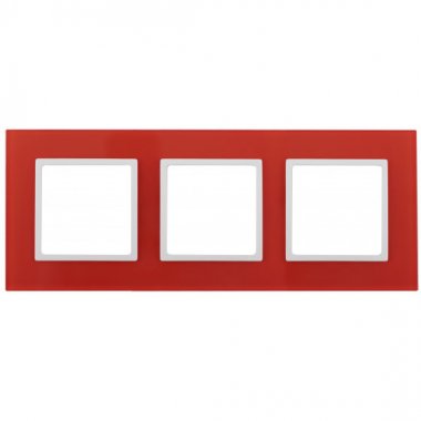 Фотография товара 'Эра Рамка на 3 поста, стекло, Эра Elegance, красный+бел Б0034514'