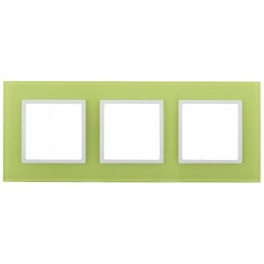 Фотография товара 'Эра Рамка на 3 поста, стекло, Эра Elegance, лайм+бел Б0034516'