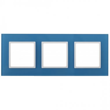 Фотография товара 'Эра Рамка на 3 поста, стекло, Эра Elegance, голубой+бел Б0034518'